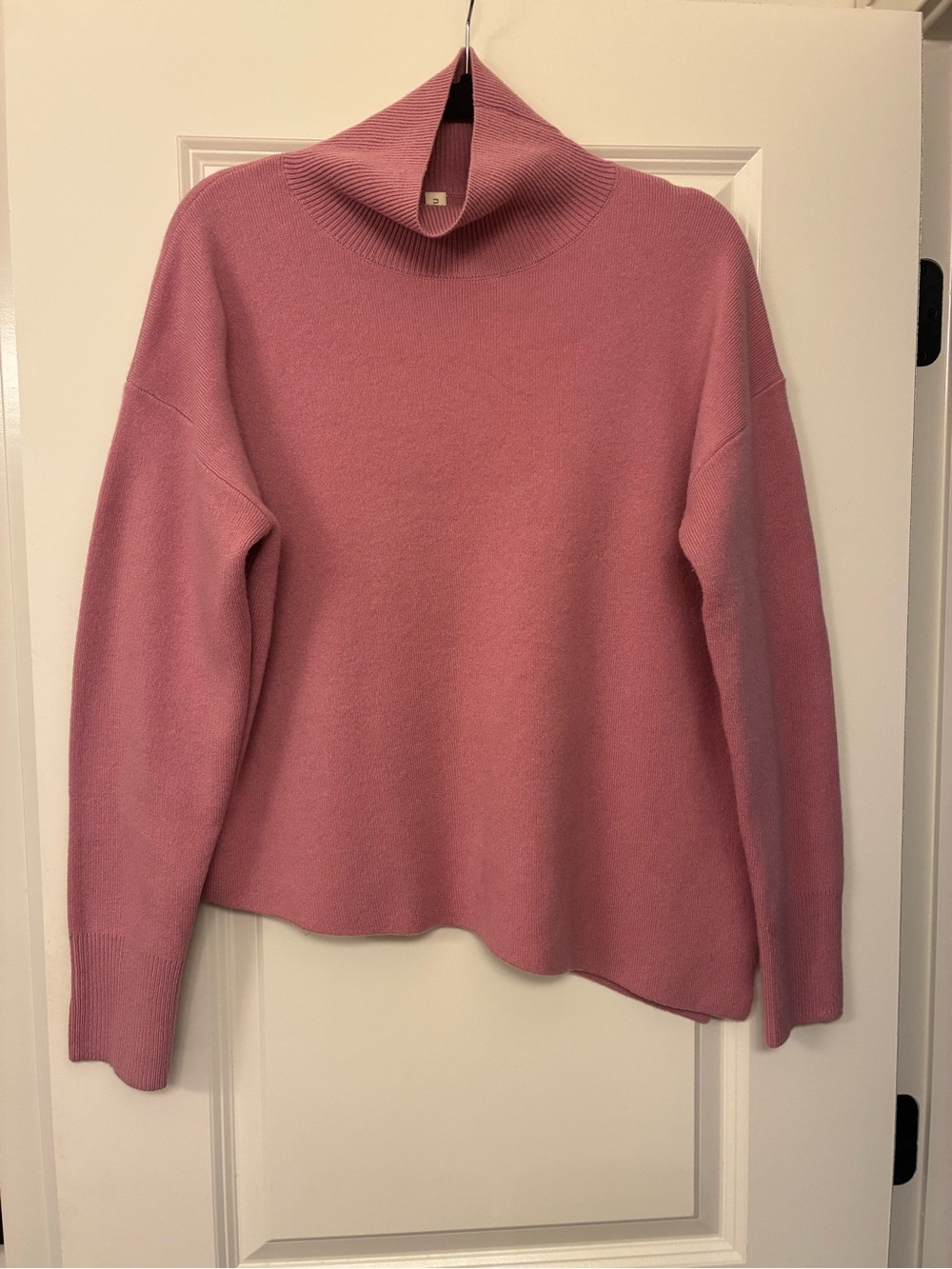 Relaxed Pink Cowl Neck Sweater - Lightweight Cozy Knit